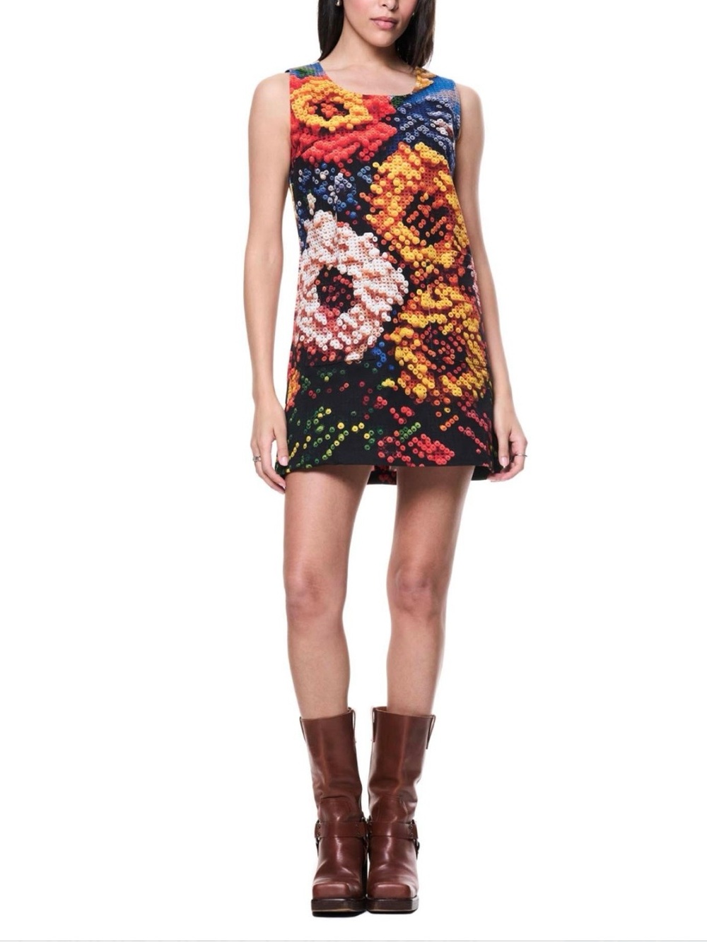 NWT The Kit Claudia Shift Dress in Black Floral Multicolor, Sleeveless, Small